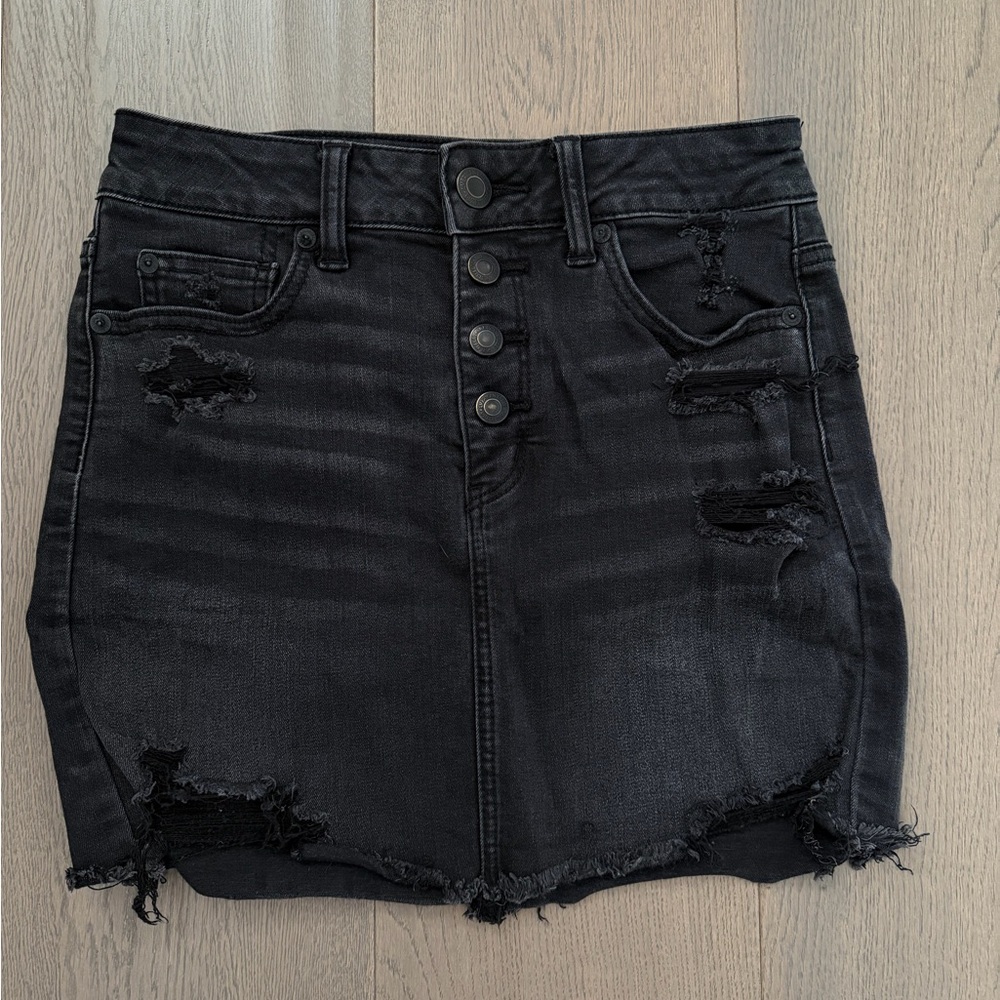 AE Black High-Rise Denim Mini Skirt - size 2